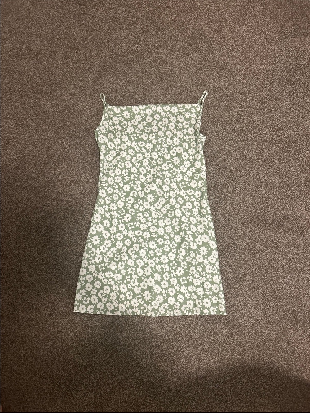 SHEIN Green and White Floral Mini Dress